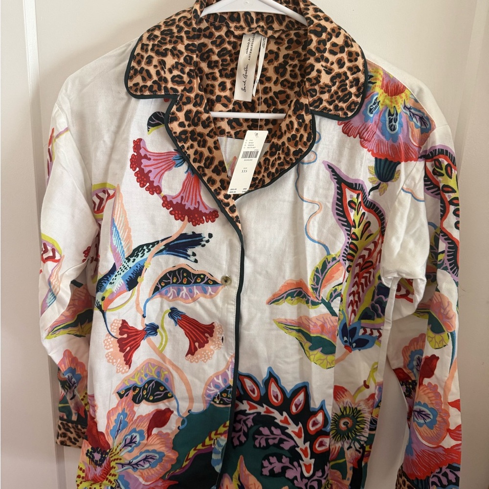 BY ANTHROPOLOGIE Sarah Gordon floral flannel button down pajama top